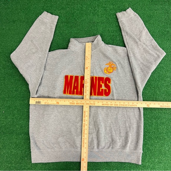 Vintage 90s United States Marines Gray 1/4 Zip Pullover Sweatshirt Mens Size XL - Picture 7 of 11